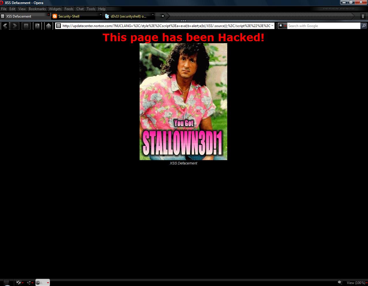 Norton Update Center XSS Defacement by d3v1l